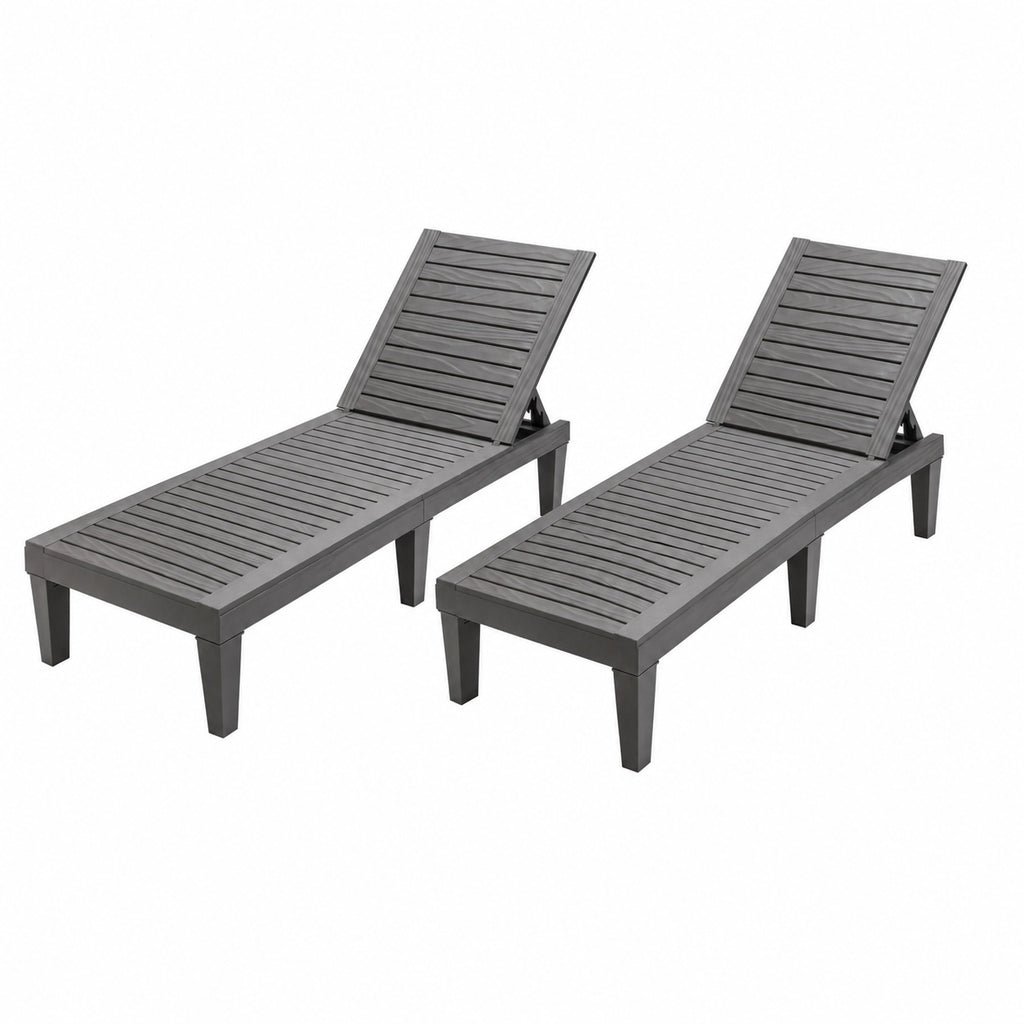 3-Piece Outdoor Adjustable Chaise Lounge Set with 2 Recliners and 1