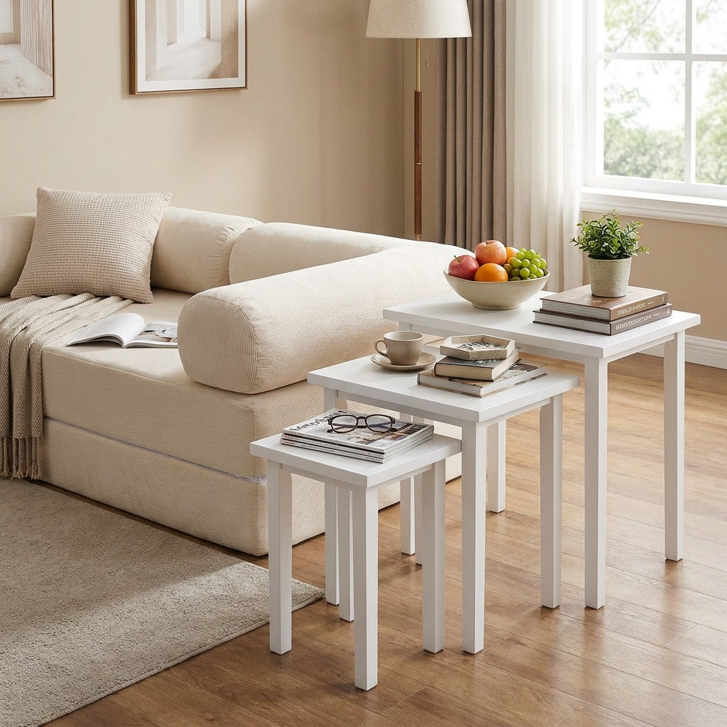 4-in-1 Convertible Sofa Bed with 3-Piece Side Table Set
