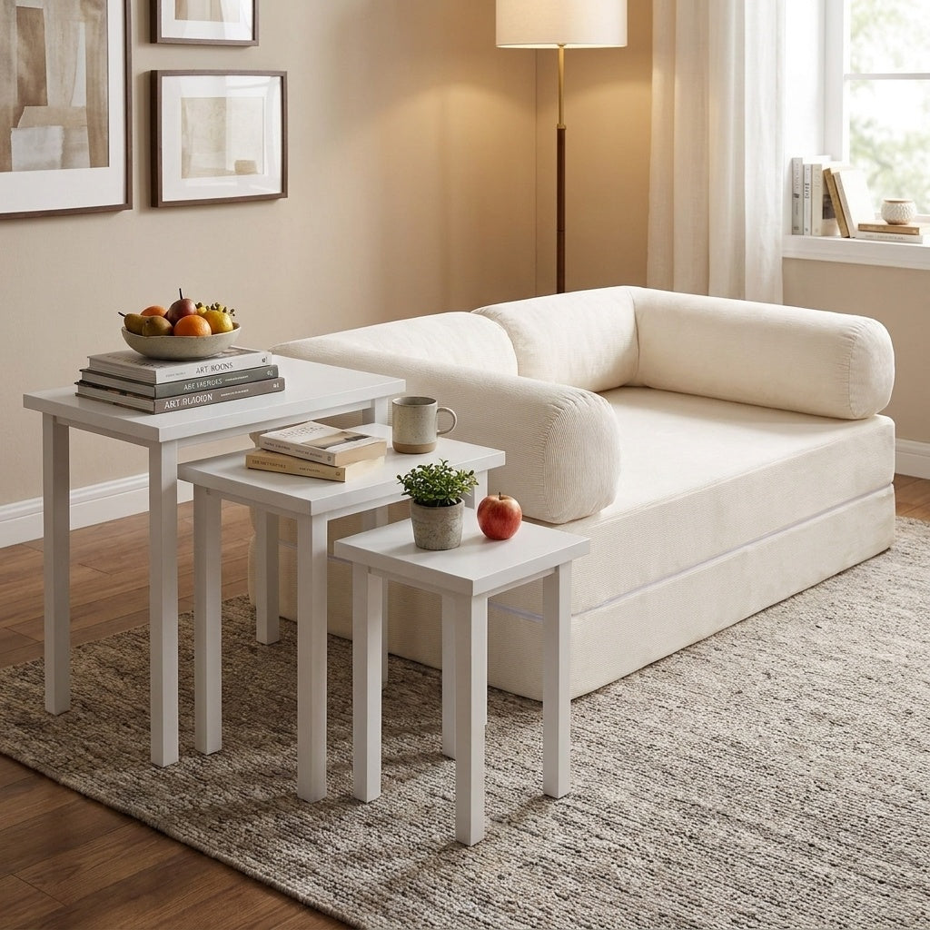 4-in-1 Convertible Sofa Bed with 3-Piece Side Table Set