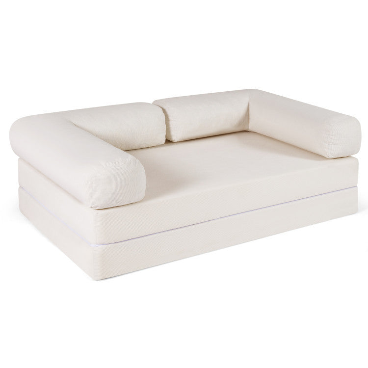 4-in-1 Convertible Sofa Bed with 3-Piece Side Table Set