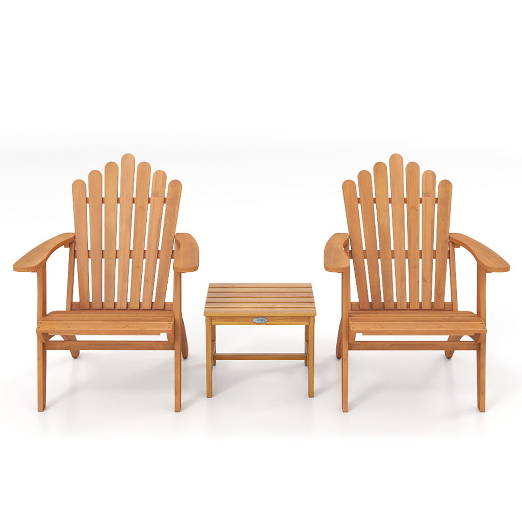Adirondack Chair Set of 2 with Side Table for Deck Garden and Porch