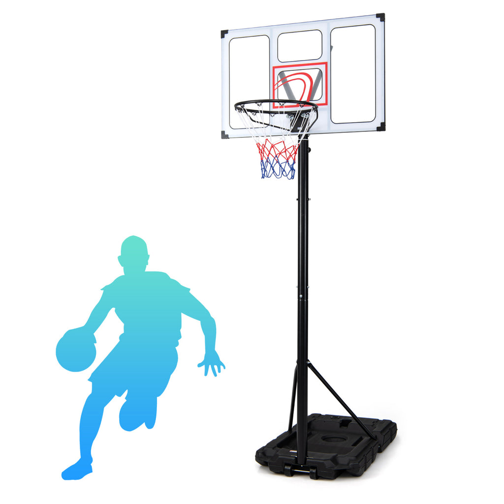 Adult 4.1-10 Feet Portable Adjustable Basketball Hoop with Heavy Duty Fillable Base - 18-Level