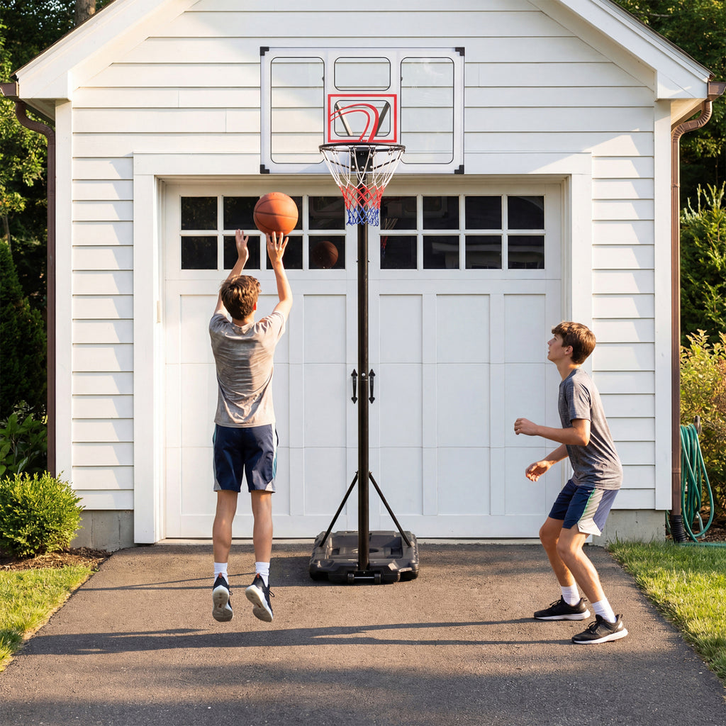 Adult 4.1-10 Feet Portable Adjustable Basketball Hoop with Heavy Duty Fillable Base - 18-Level