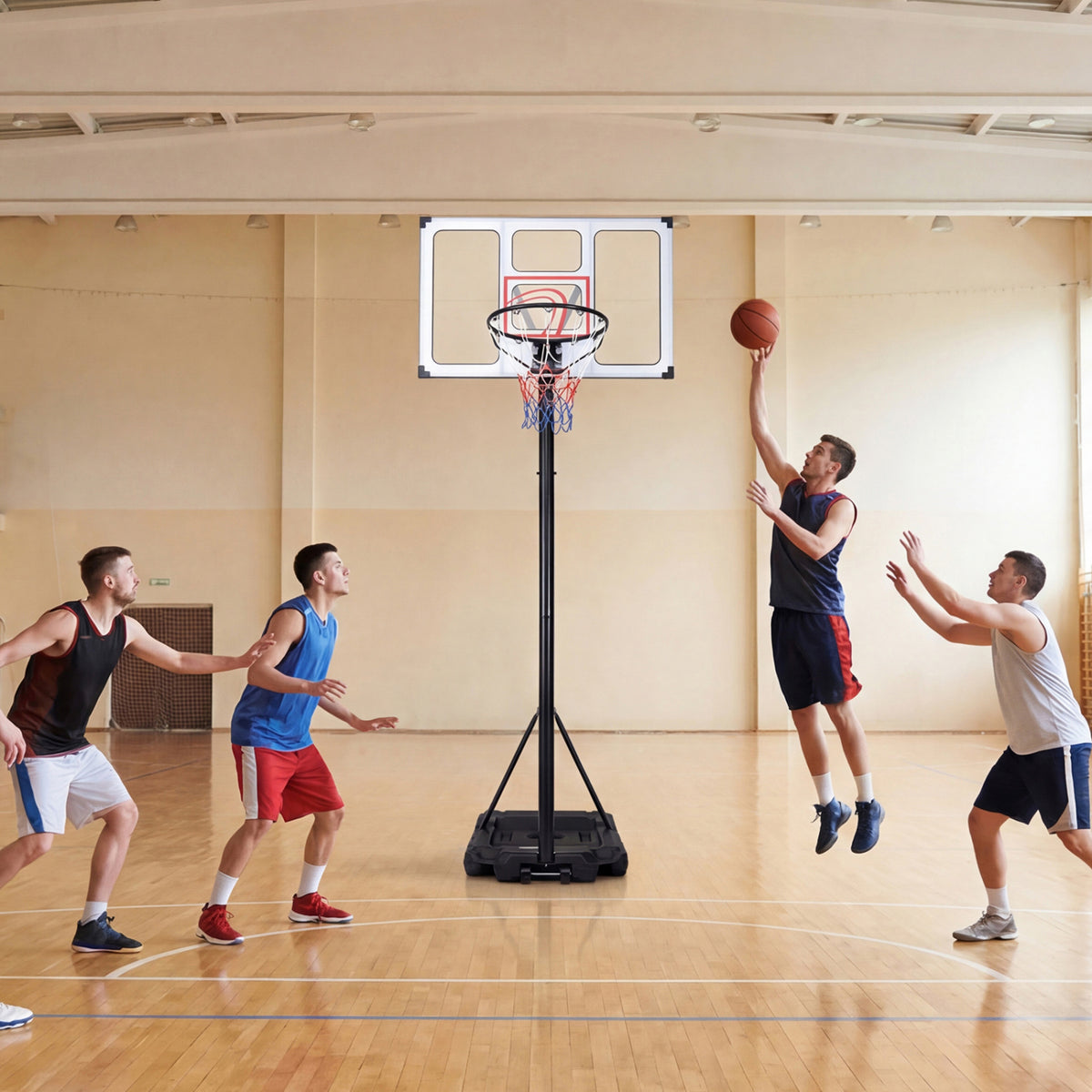 Adult 4.1-10 Feet Portable Adjustable Basketball Hoop with Heavy Duty Fillable Base - 18-Level