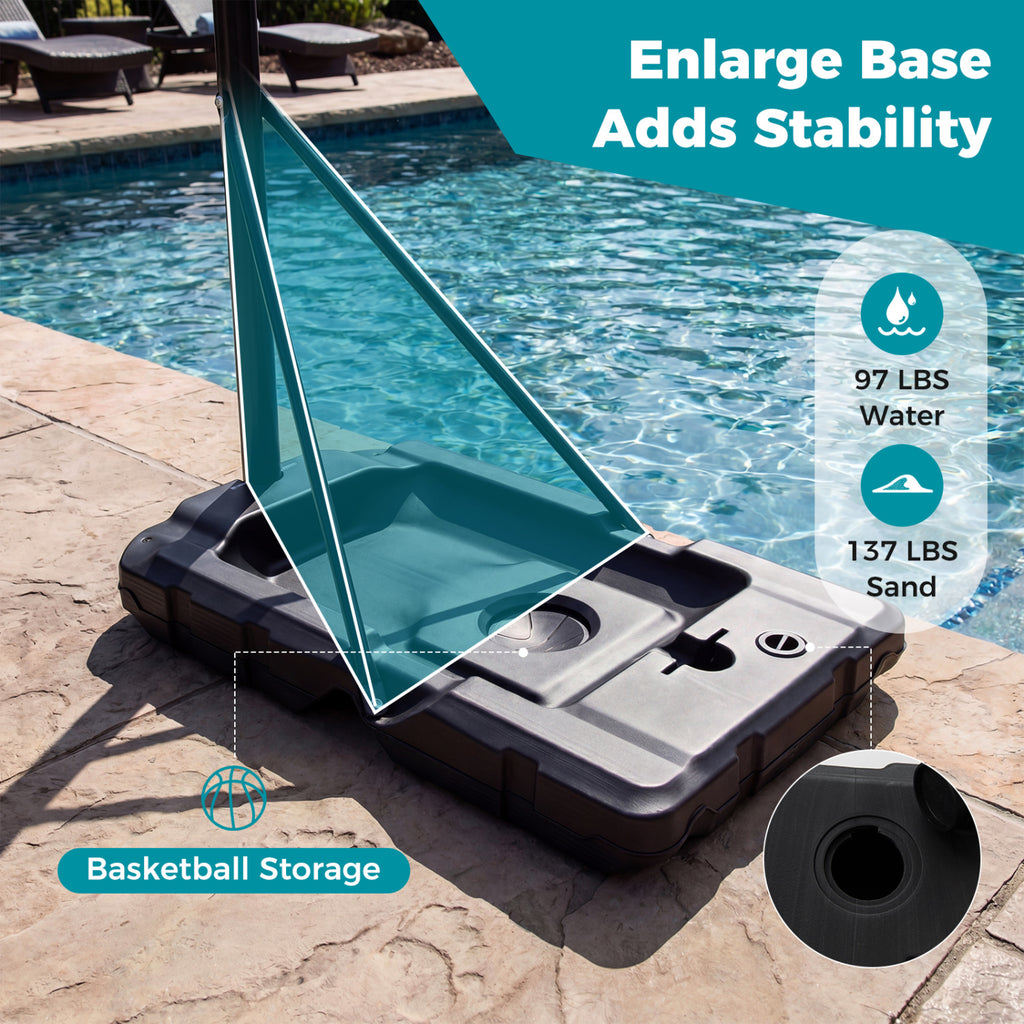Adult 4.1-10 Feet Portable Adjustable Basketball Hoop with Heavy Duty Fillable Base - 18-Level