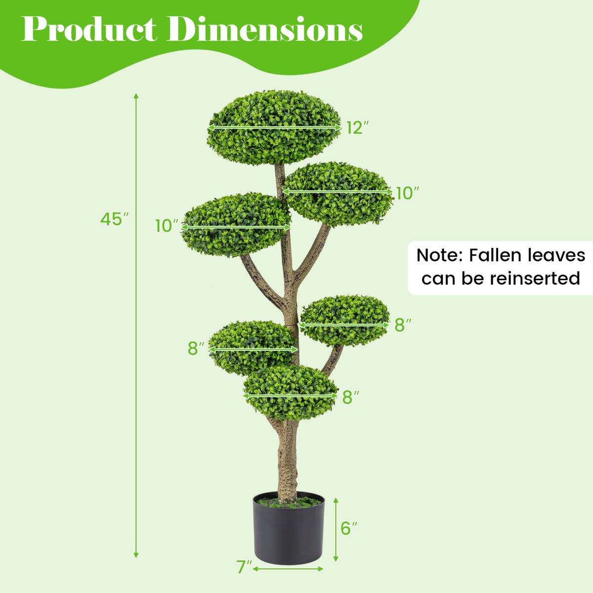 Set of 2 Artificial Topiary Trees with Realistic Trunks and Cement Bases - Indoor Outdoor Decor