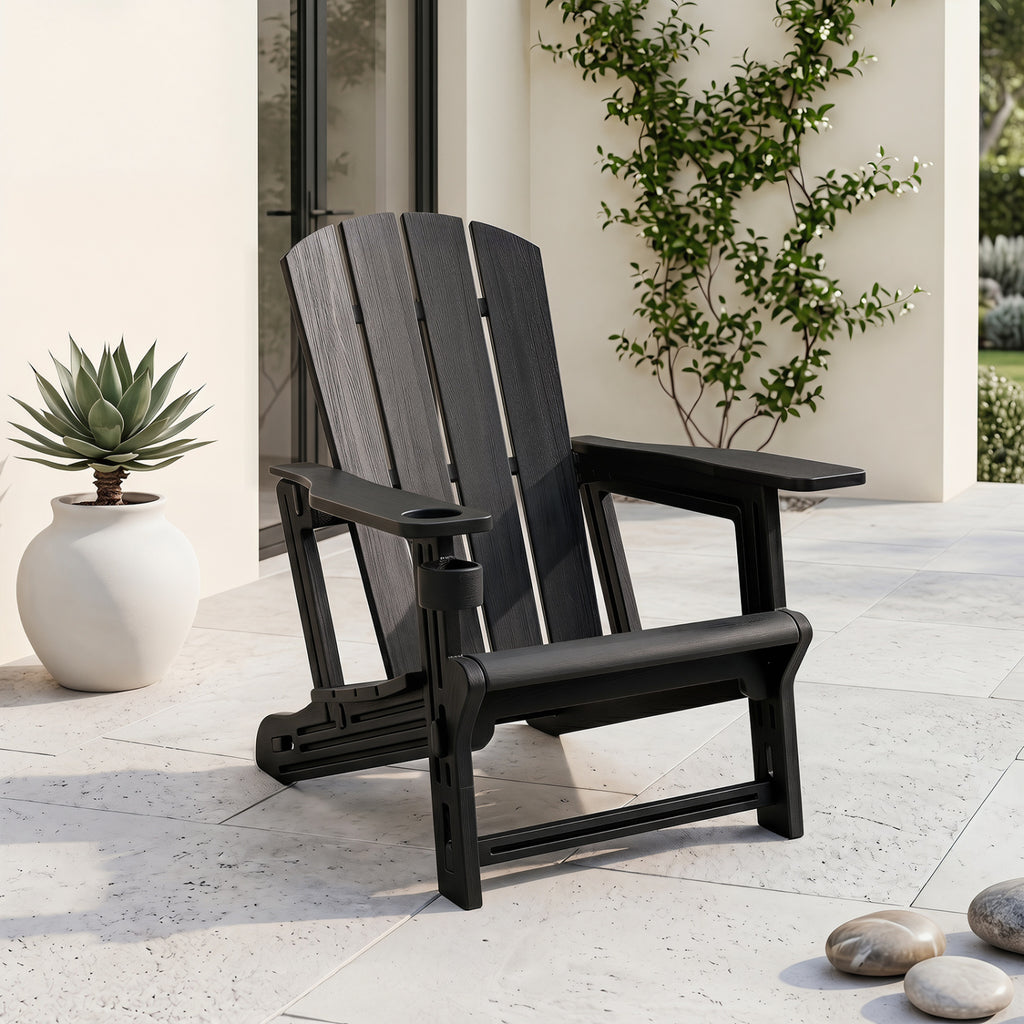 HDPE Adirondack Chairs with Realistic Wood Grain for Backyard Lawn