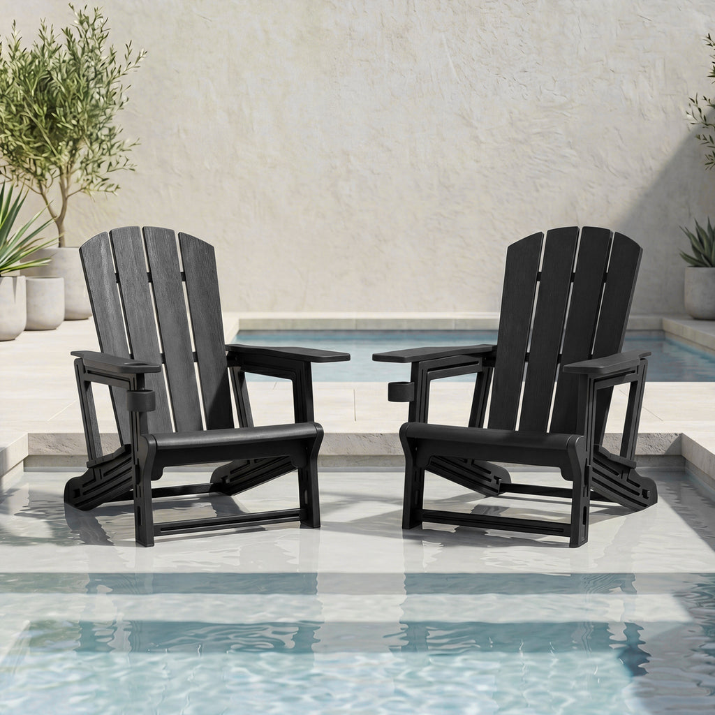 HDPE Adirondack Chairs with Realistic Wood Grain for Backyard Lawn