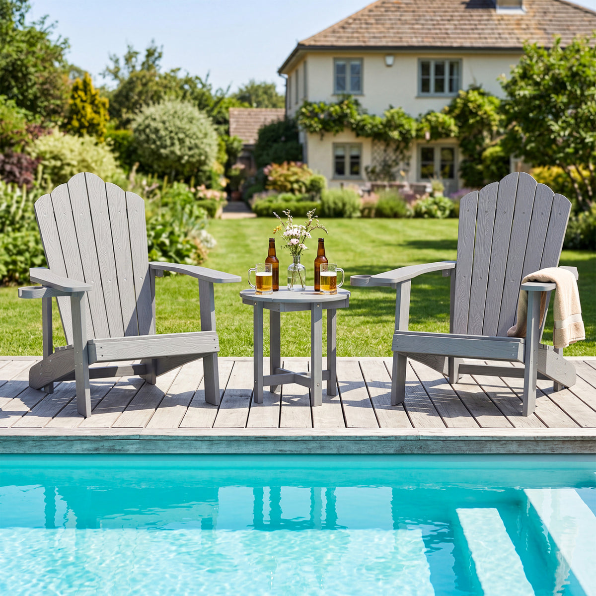 HIPS Adirondack Side Table with Weather-Resistant and Waterproof Top