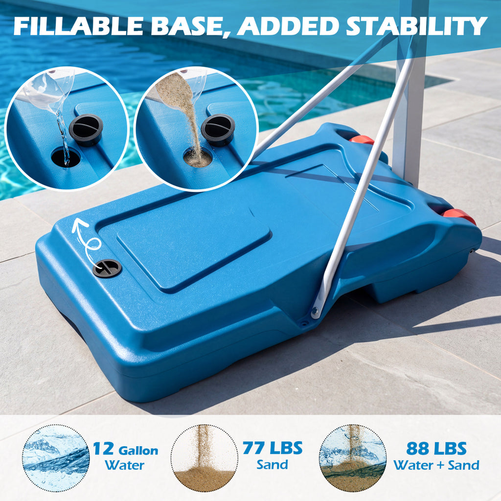 Poolside Adjustable Basketball Hoop 3.3-3.9 Ft with Shatterproof Backboard