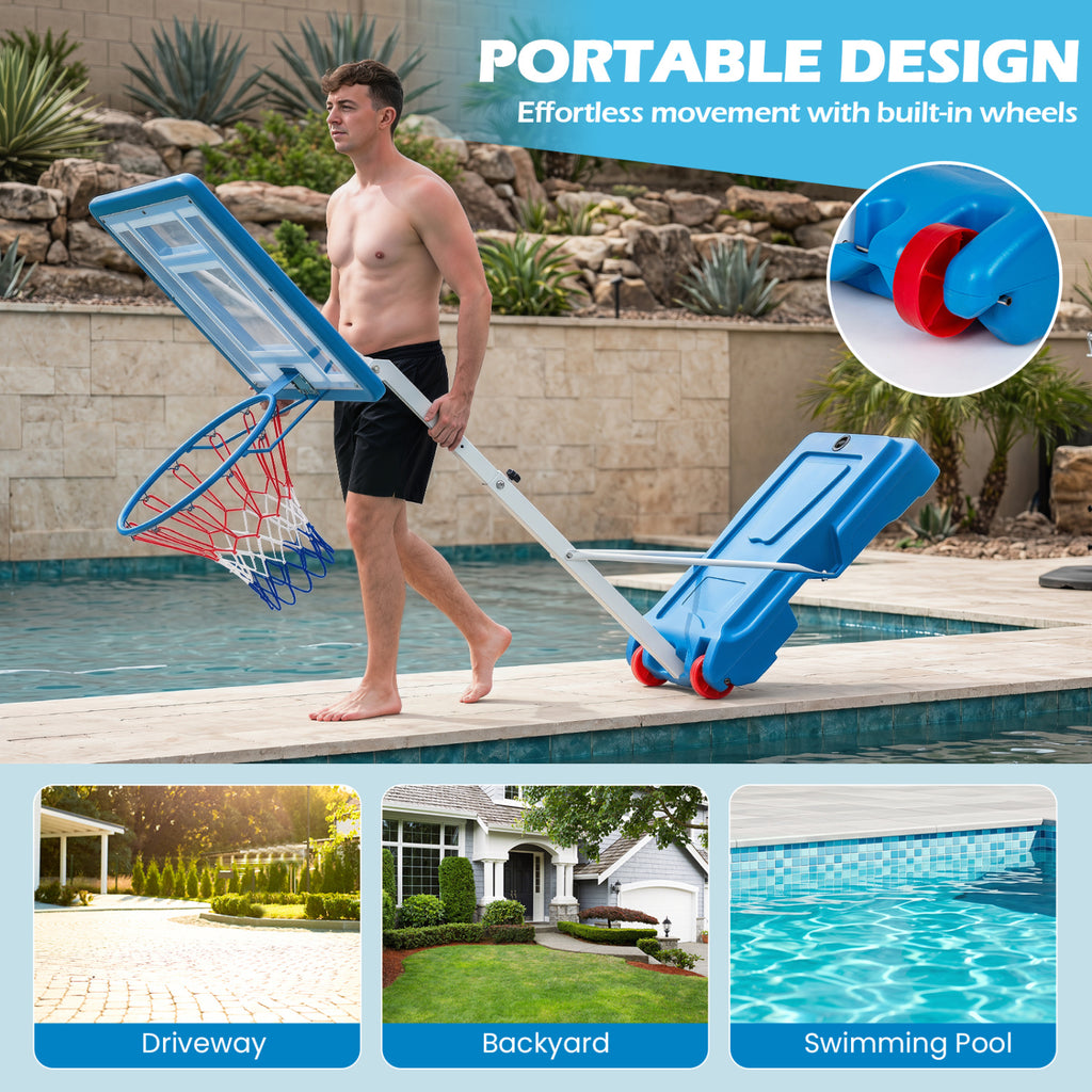 Poolside Adjustable Basketball Hoop 3.3-3.9 Ft with Shatterproof Backboard