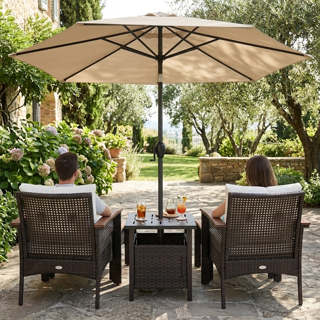 3-Piece Patio Lounge Bundle with 5-Piece PE Rattan Conversation Set,