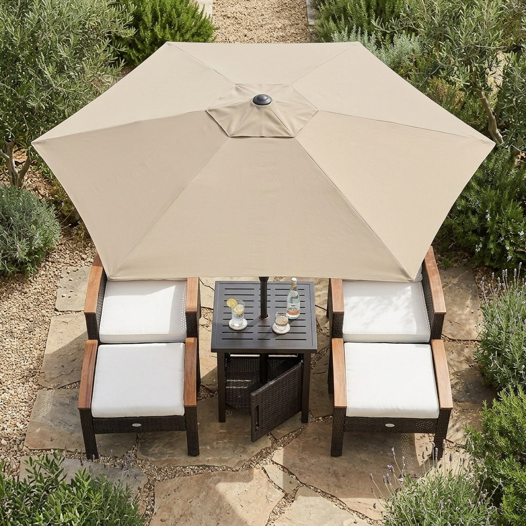 3-Piece Patio Lounge Bundle with 5-Piece PE Rattan Conversation Set,