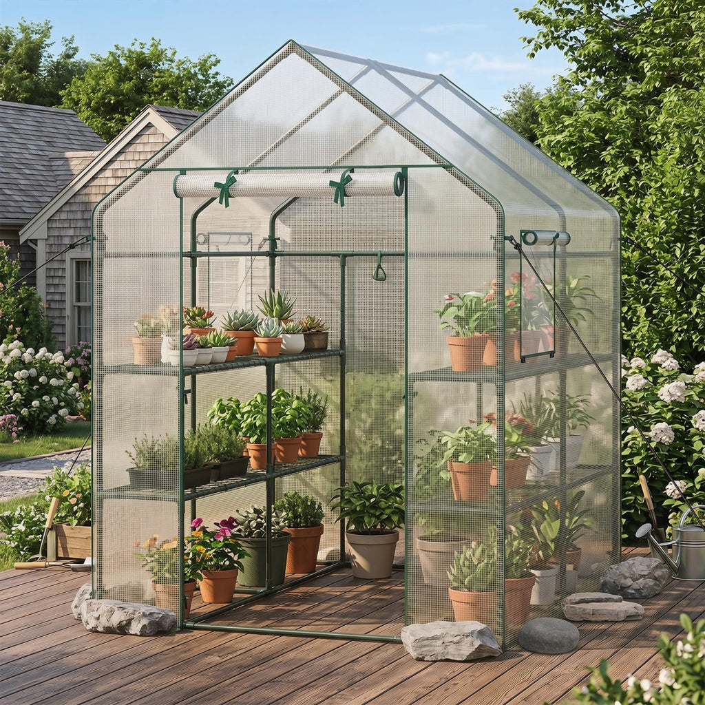 56 x 77 Inch Walk-in Greenhouse with Observation Windows