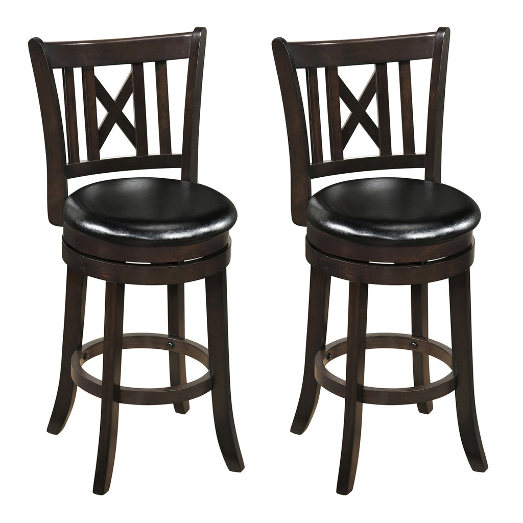 Set of 4 Bar Stools Swivel 26 Inches with Footrest