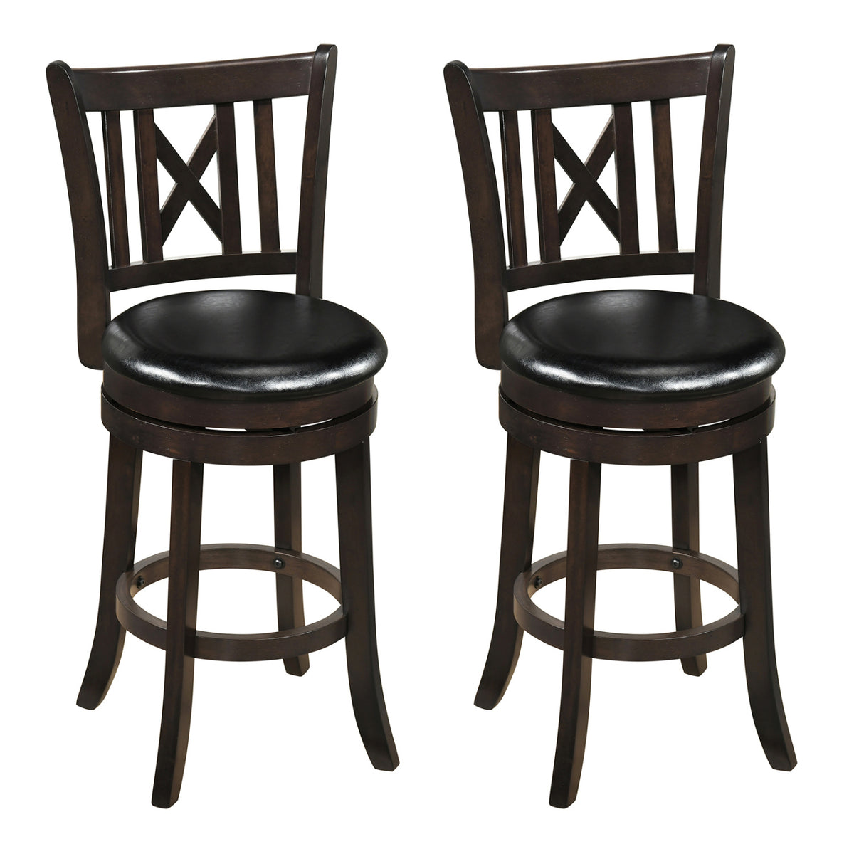 Set of 4 Bar Stools Swivel 26 Inches with Footrest