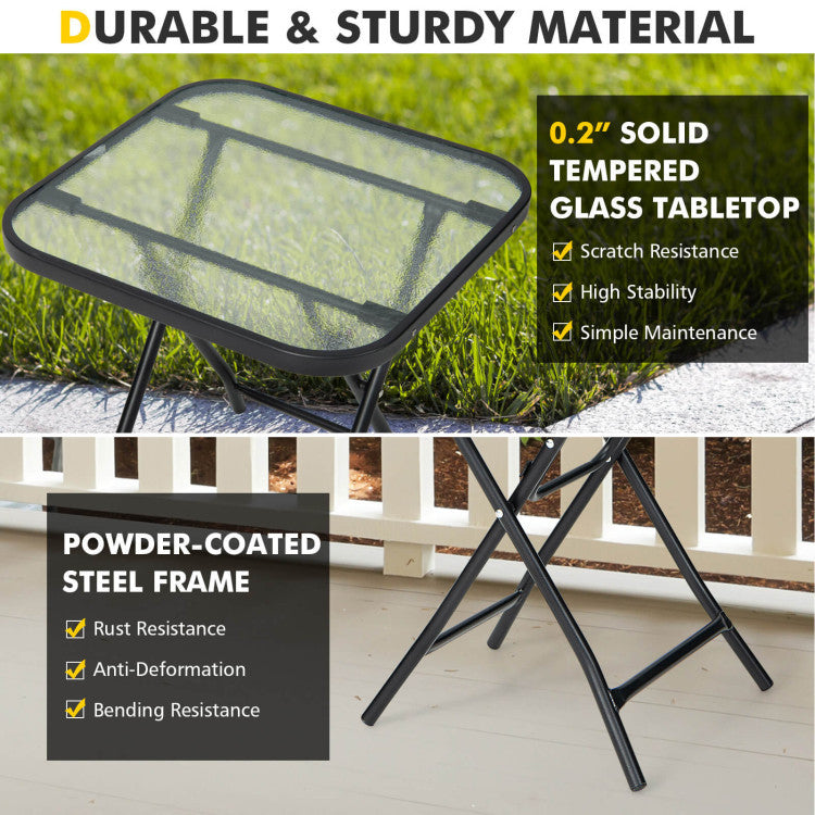 2-Piece Outdoor Tanning Chair and Patio Side Table Set with Folding