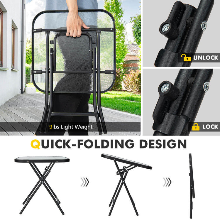 2-Piece Outdoor Tanning Chair and Patio Side Table Set with Folding