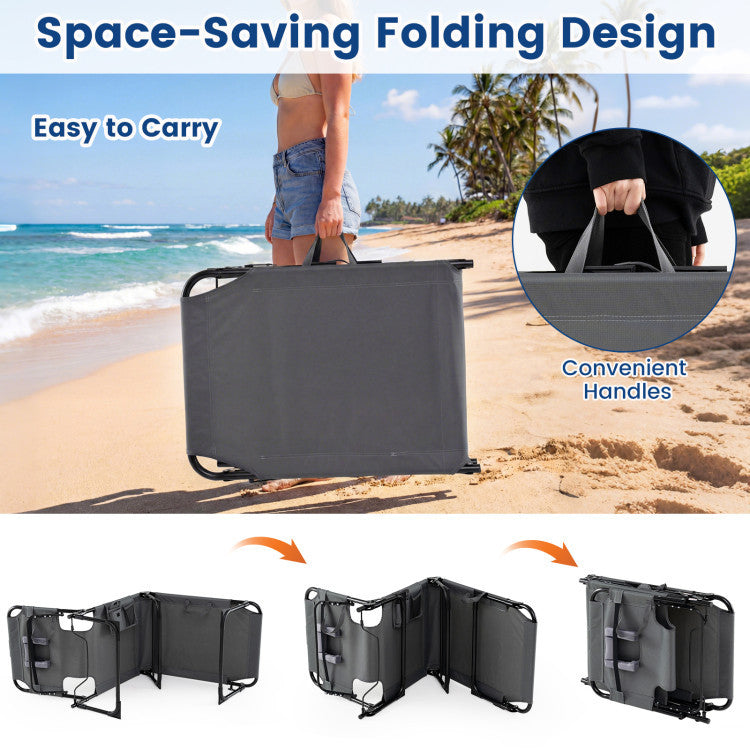 2-Piece Outdoor Tanning Chair and Patio Side Table Set with Folding