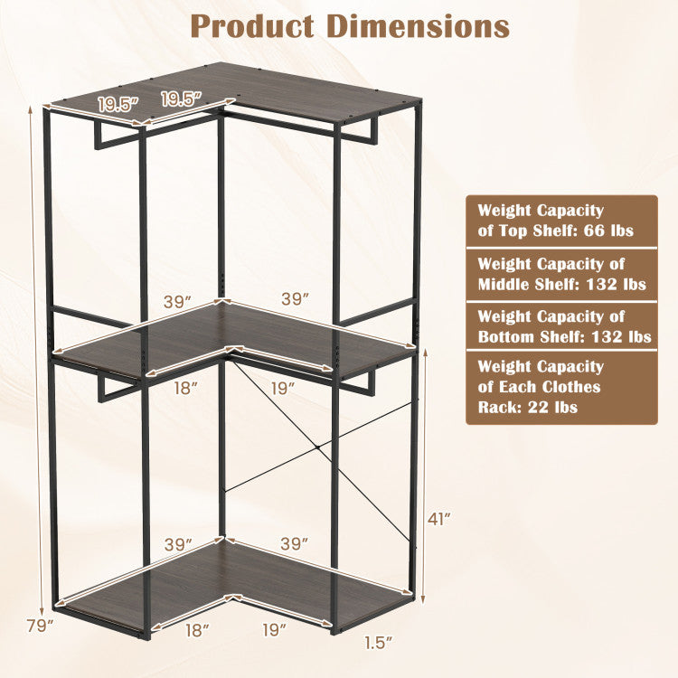 Bedroom Set Clothes Rack with Dresser Storage Tower
