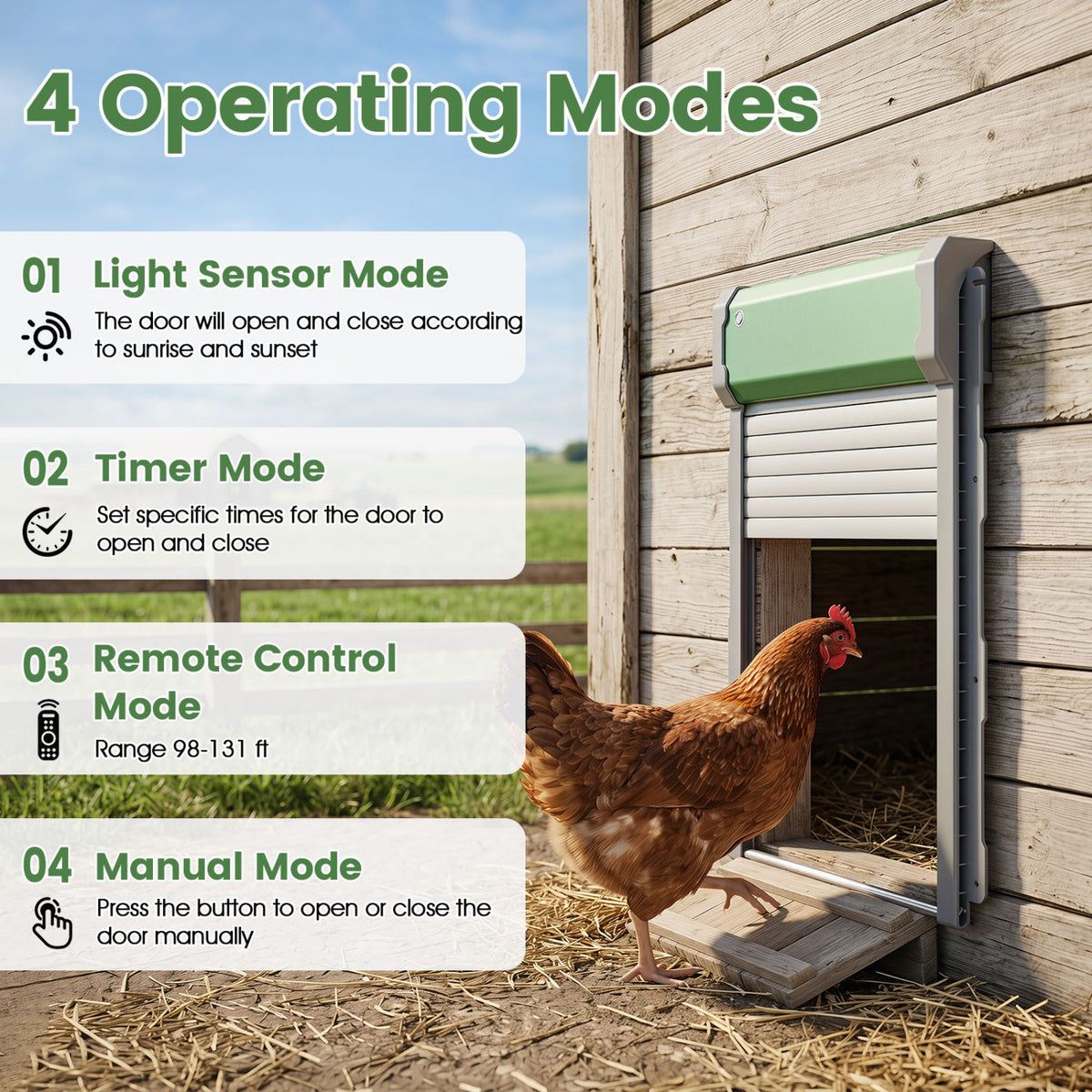 Automatic Chicken Coop Door with Remote Control & Light Sensor - Variation of This Listing