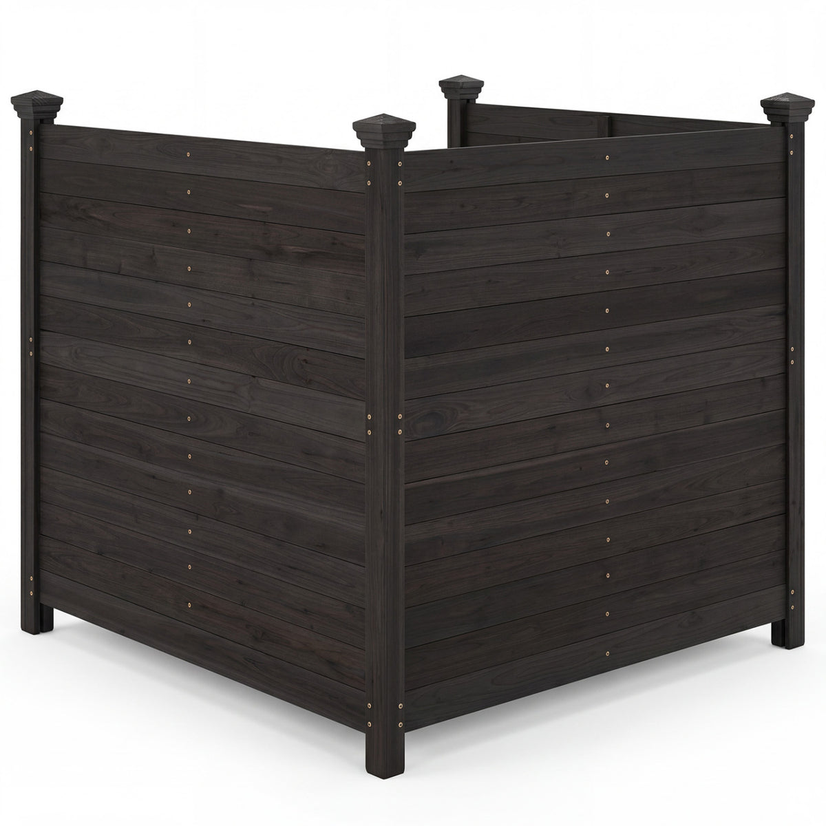 Outdoor Privacy Fence for Air Conditioner - 3 Panels Black with Ground Stakes
