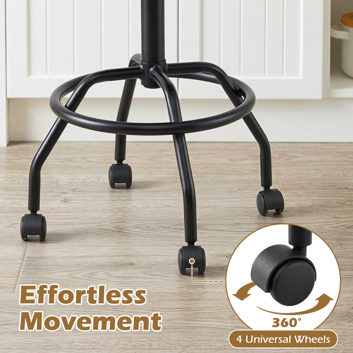 Adjustable Bar Stools Set of 4 - Swivel with Backrest