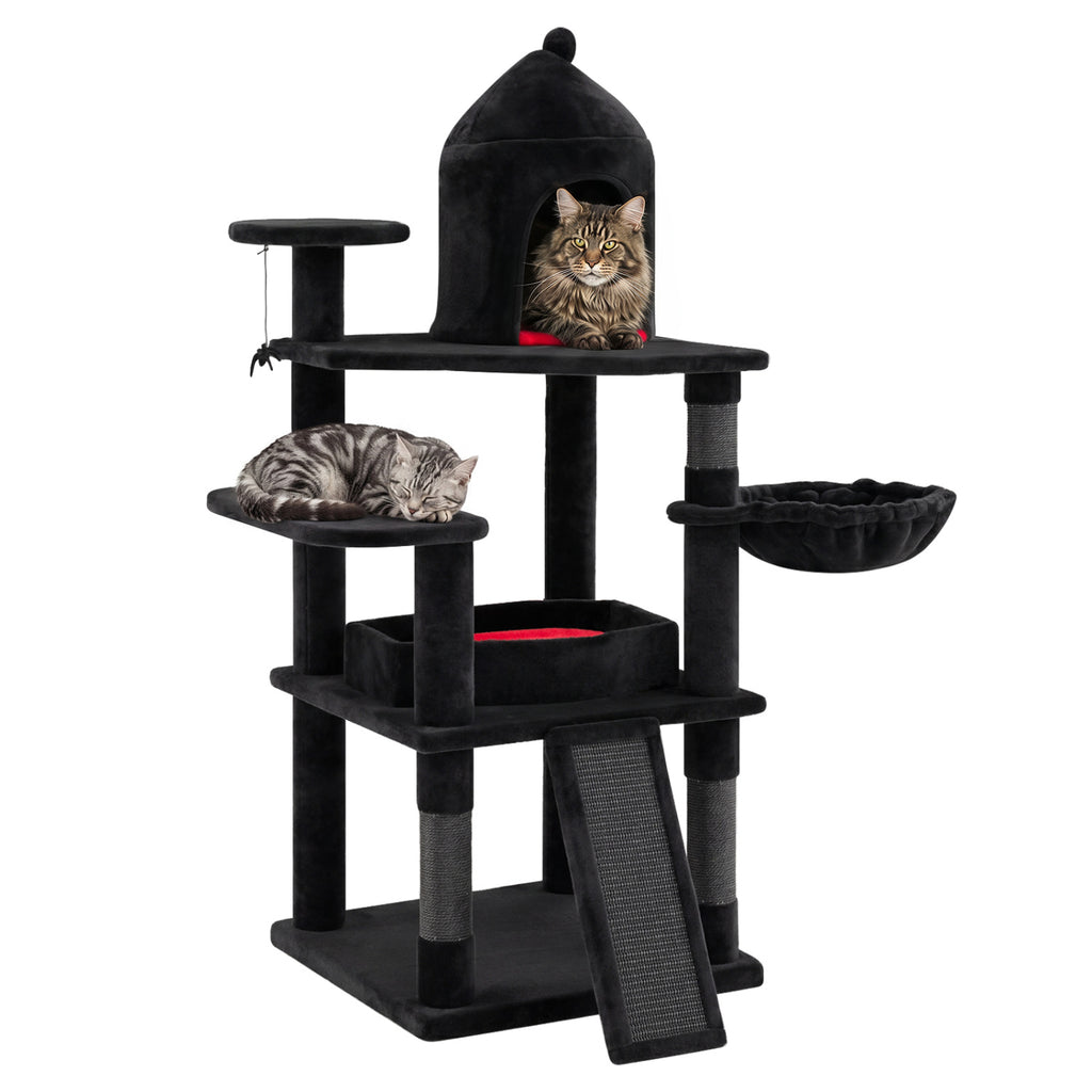 50 Inch Multi-Level Cat Tree with House and Perches for Indoor Cats