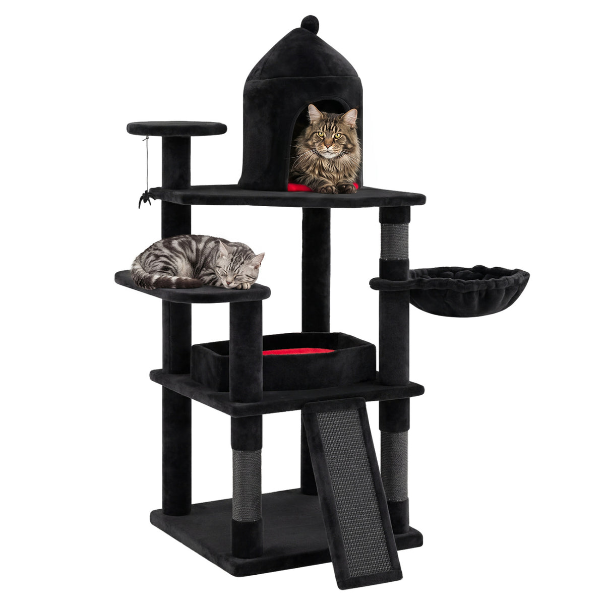 50 Inch Multi-Level Cat Tree with House and Perches for Indoor Cats