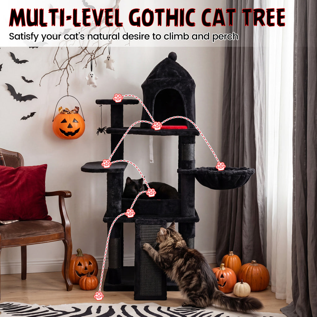 50 Inch Multi-Level Cat Tree with House and Perches for Indoor Cats