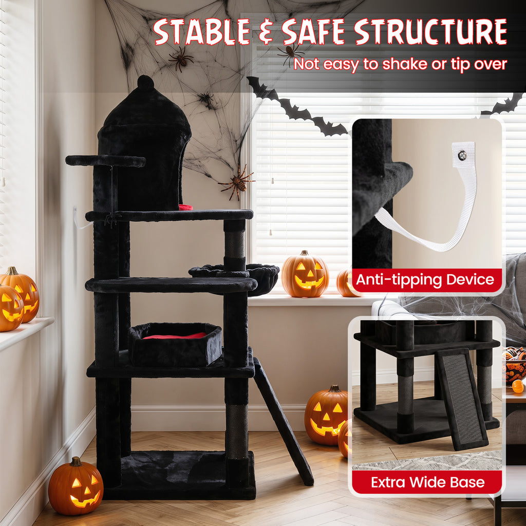 50 Inch Multi-Level Cat Tree with House and Perches for Indoor Cats
