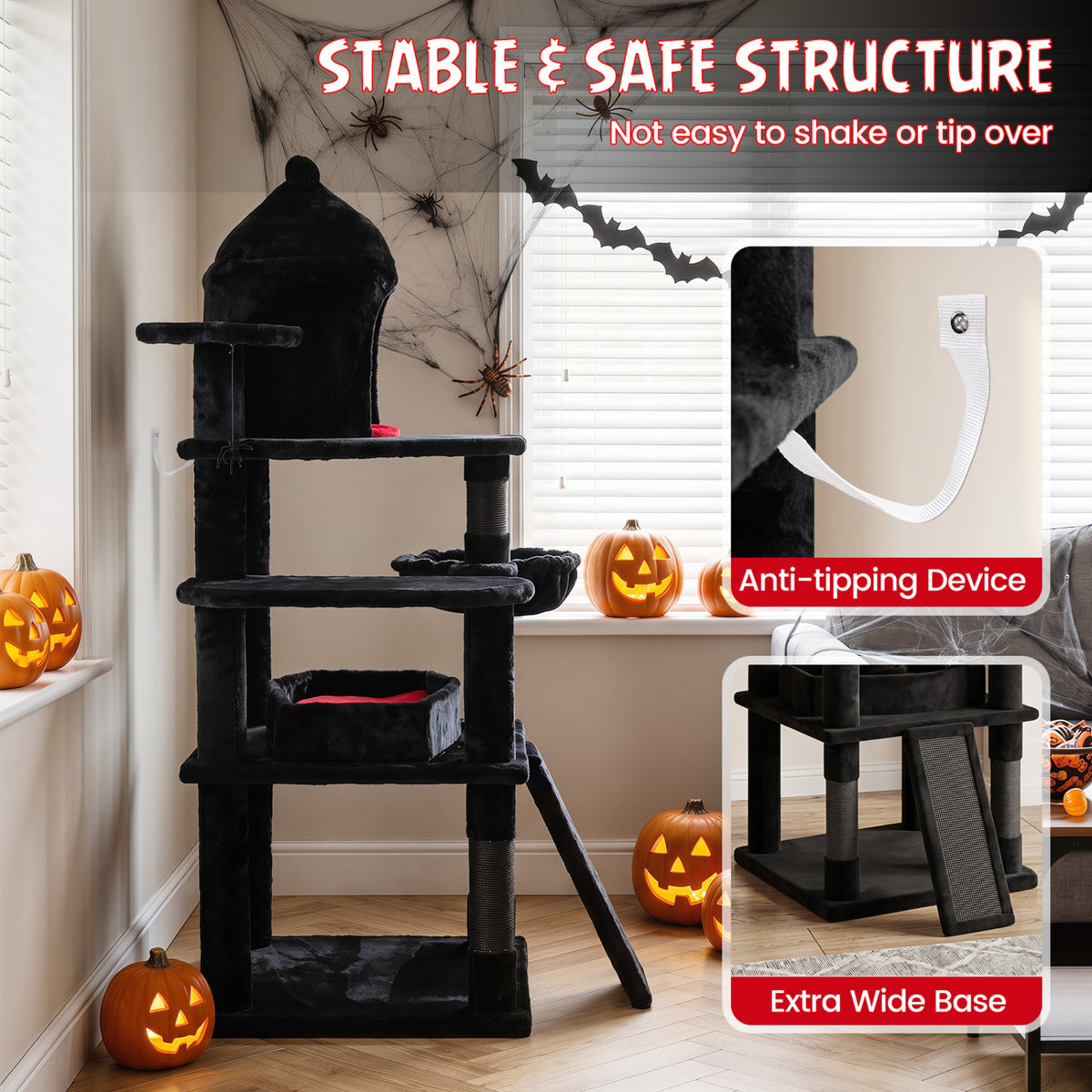 50 Inch Multi-Level Cat Tree with House and Perches for Indoor Cats