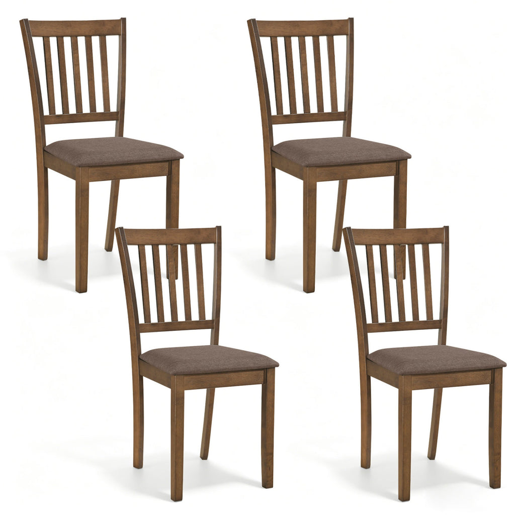 Set of 2 Upholstered Dining Chairs with Wooden Frame, Black