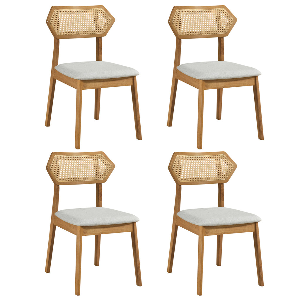 Mid-Century Rattan Dining Chairs Set of 4 - Black