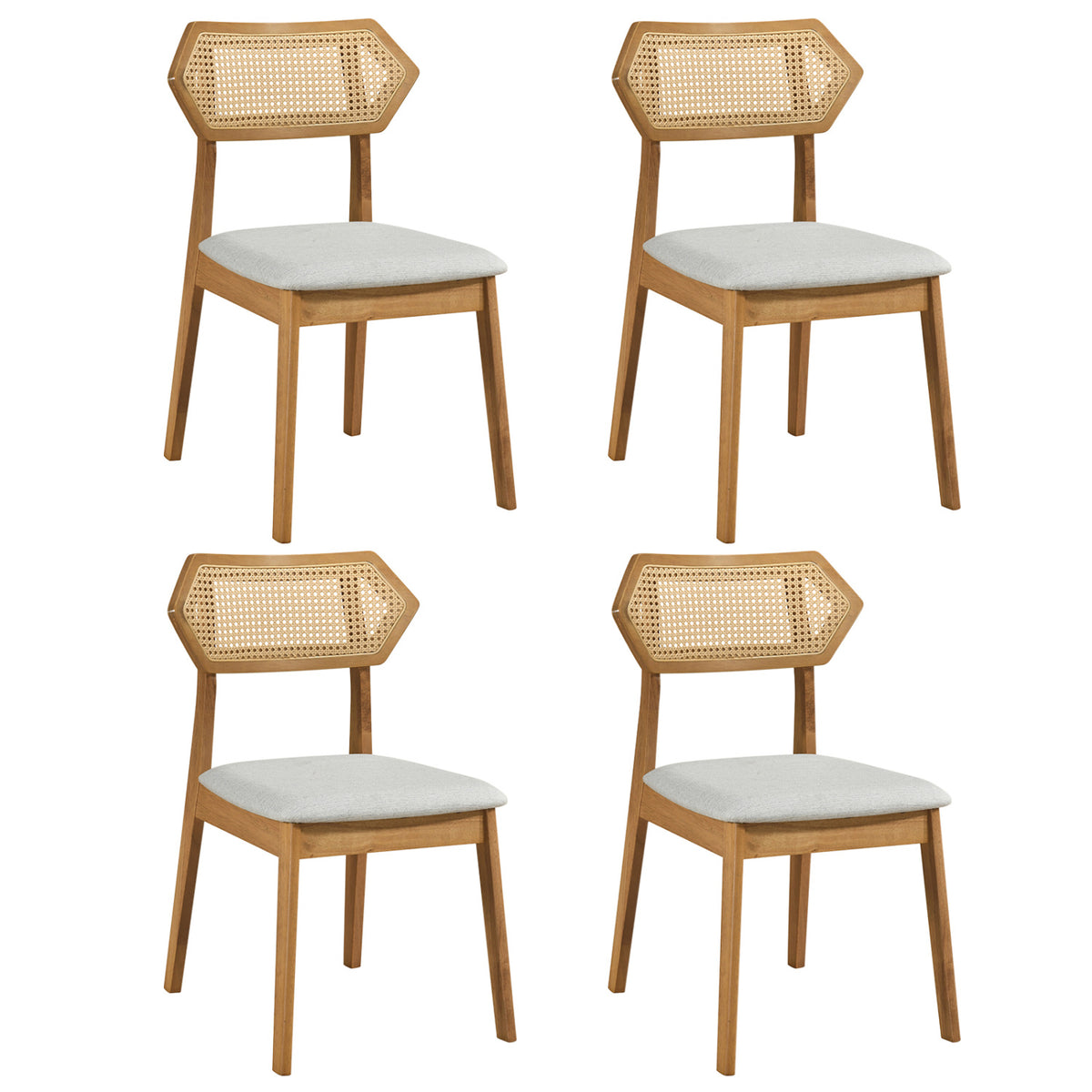 Mid-Century Rattan Dining Chairs Set of 4 - Black