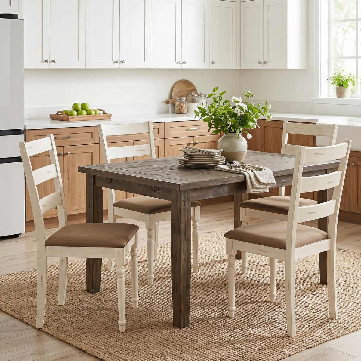 Rubber Wood Dining Chairs Set of 4 - White