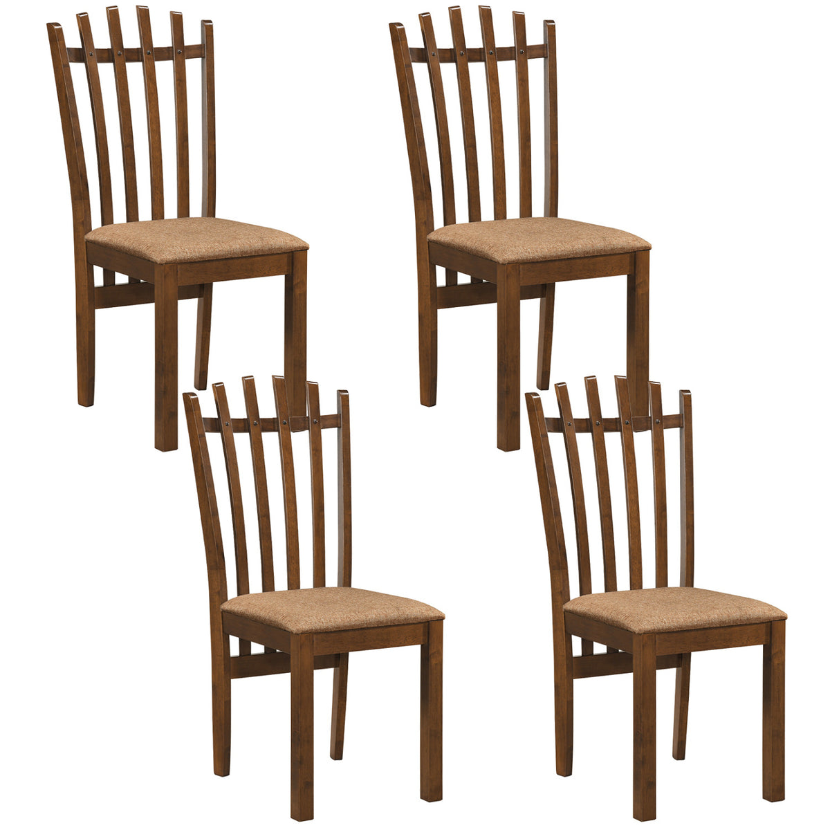 Wooden Dining Chair Set of 2, Black - PU Leather Seat