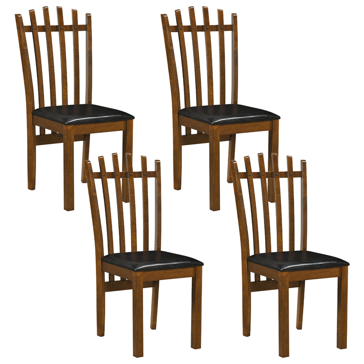 Rubber Wood Dining Chairs Set of 2 - Brown Linen