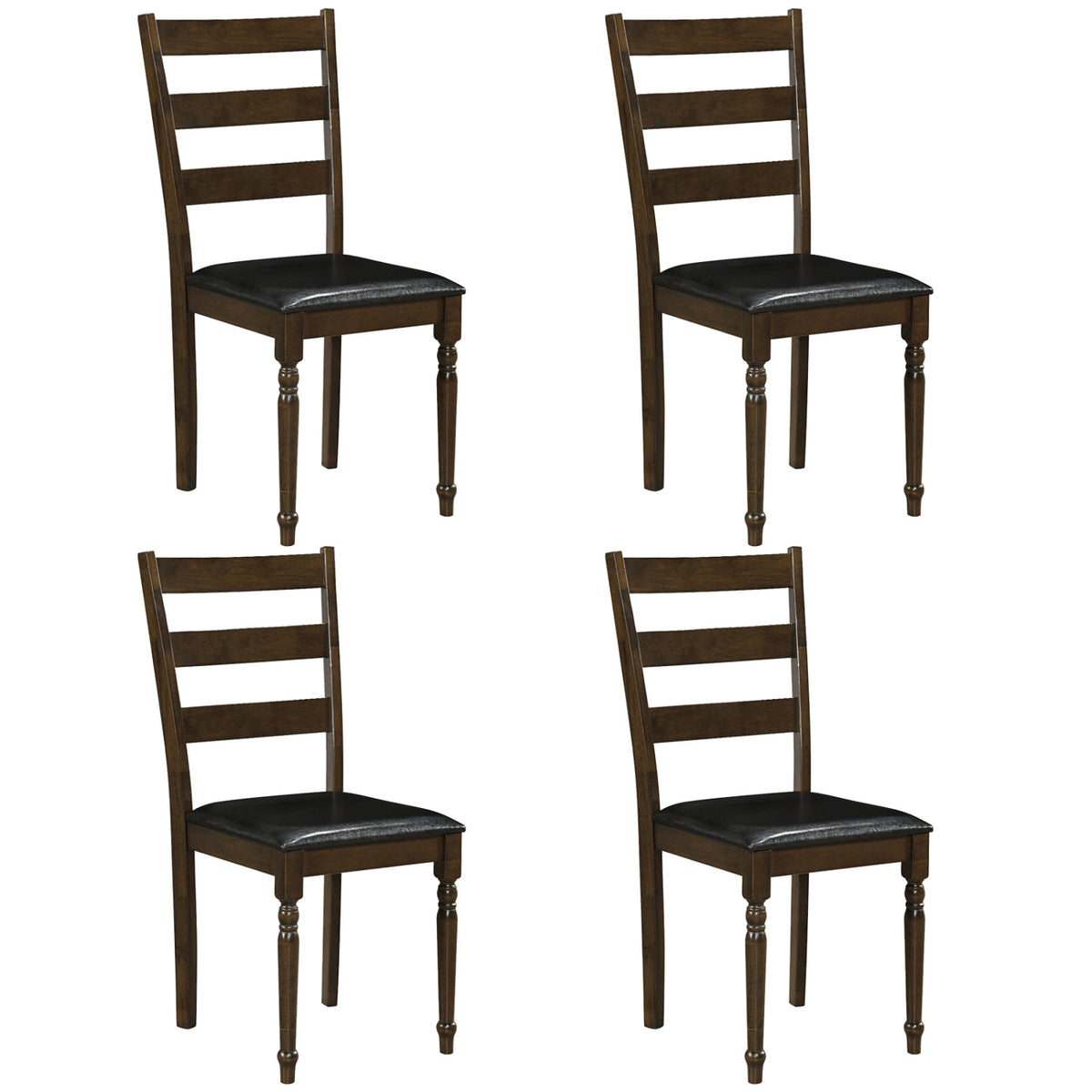 Farmhouse PU Leather Dining Chairs Set of 2 - Black