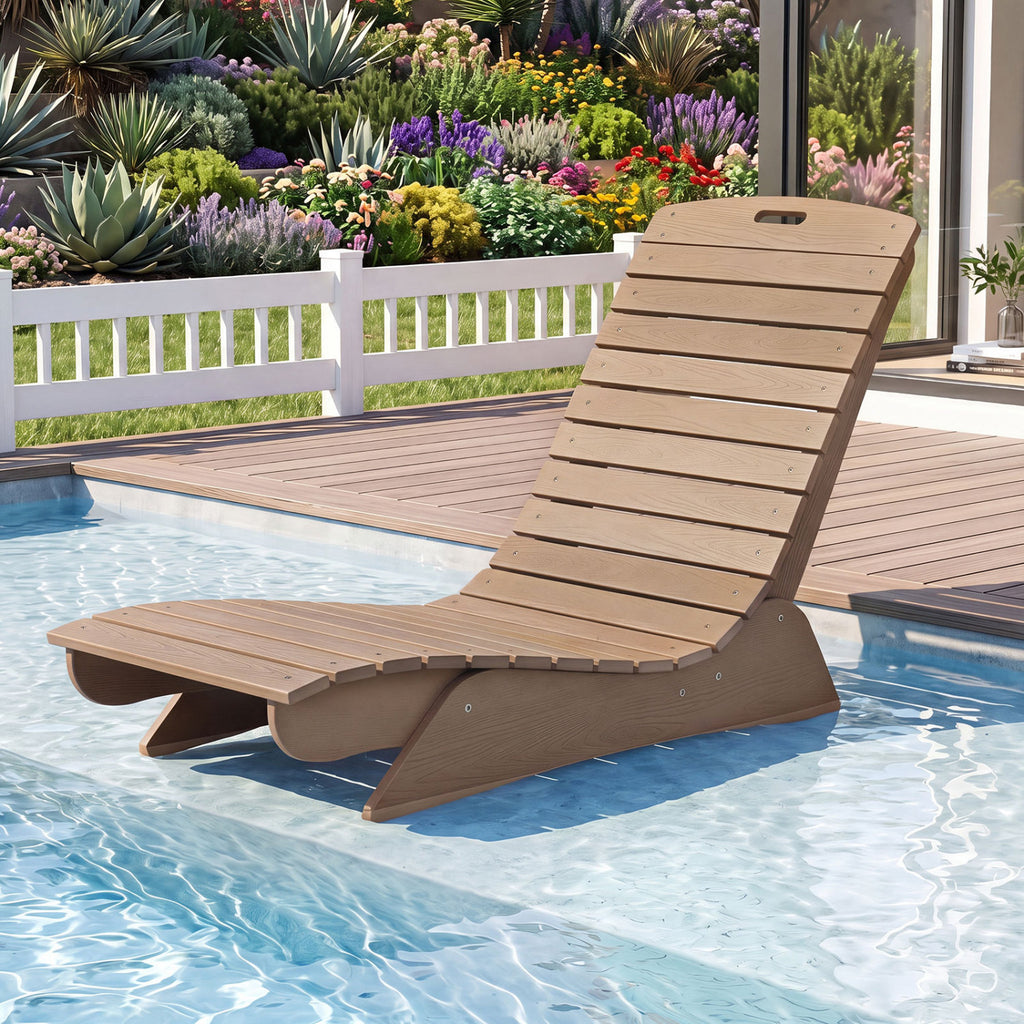 Fade-Resistant Outdoor Lounger with Contoured Shape for Deck Poolside