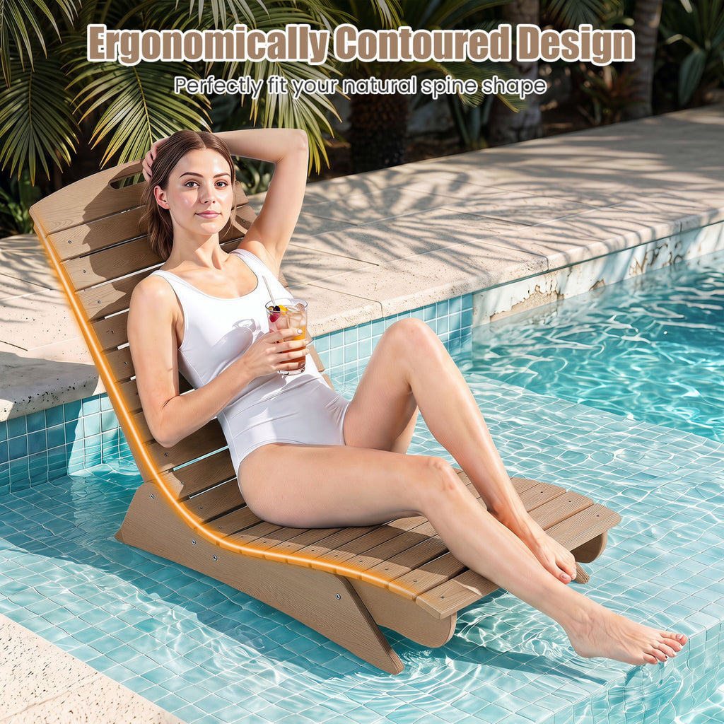 Fade-Resistant Outdoor Lounger with Contoured Shape for Deck Poolside