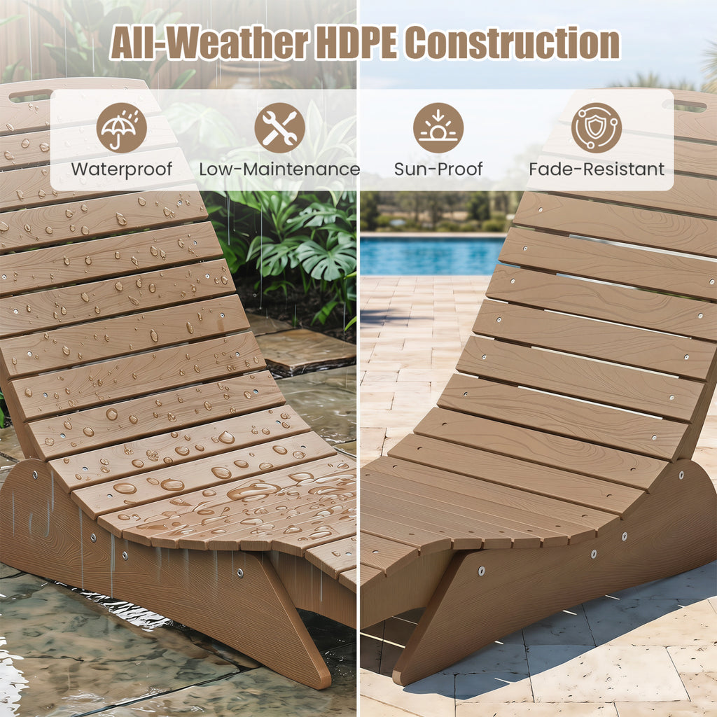 Fade-Resistant Outdoor Lounger with Contoured Shape for Deck Poolside