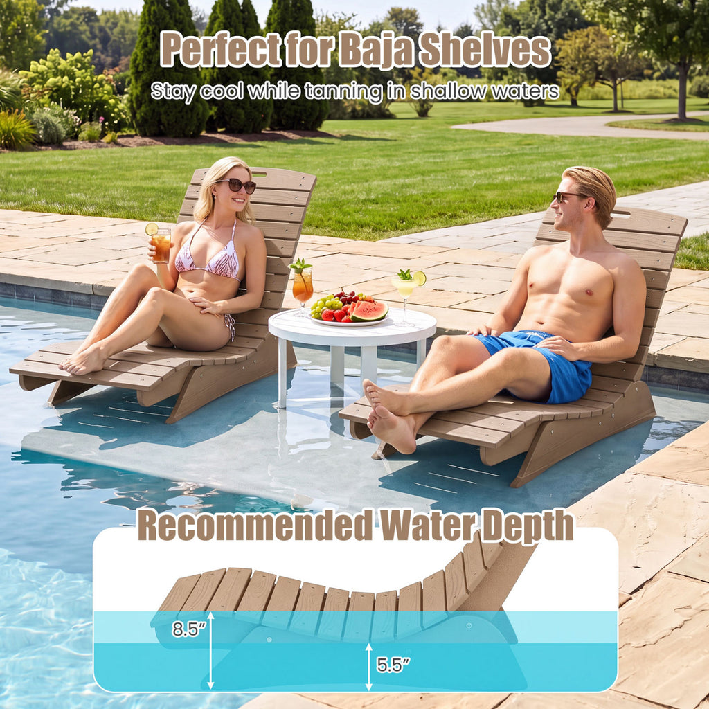 Fade-Resistant Outdoor Lounger with Contoured Shape for Deck Poolside