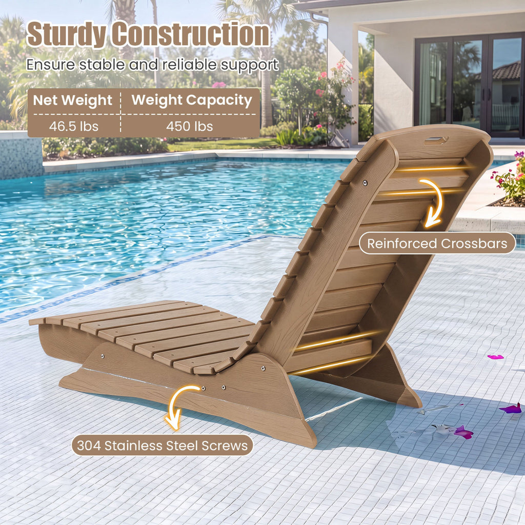 Fade-Resistant Outdoor Lounger with Contoured Shape for Deck Poolside