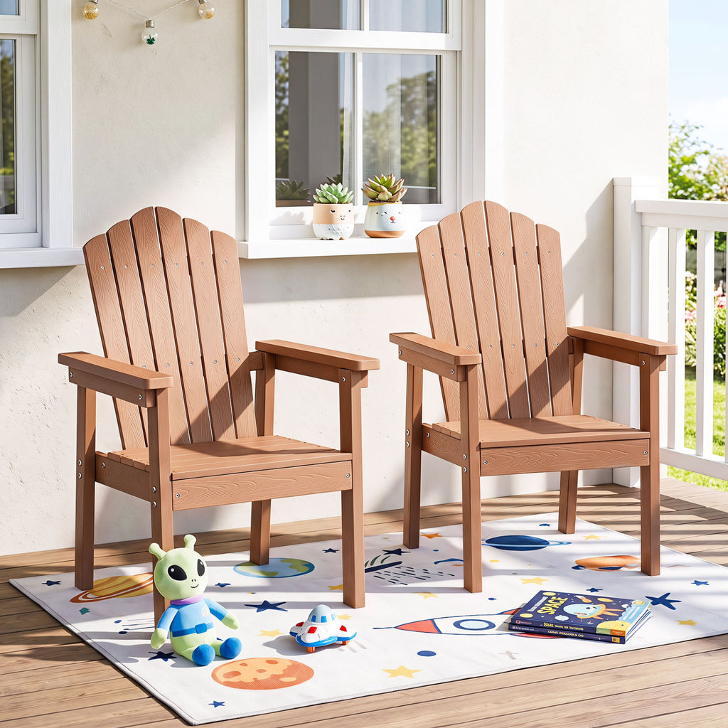 Outdoor Adirondack Chair with High Backrest and Wide Armrests for