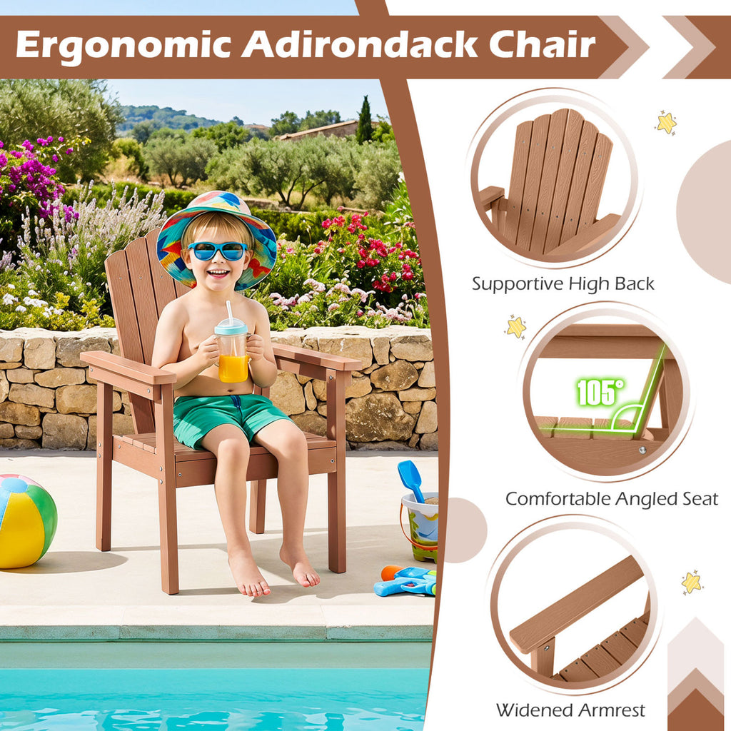 Outdoor Adirondack Chair with High Backrest and Wide Armrests for