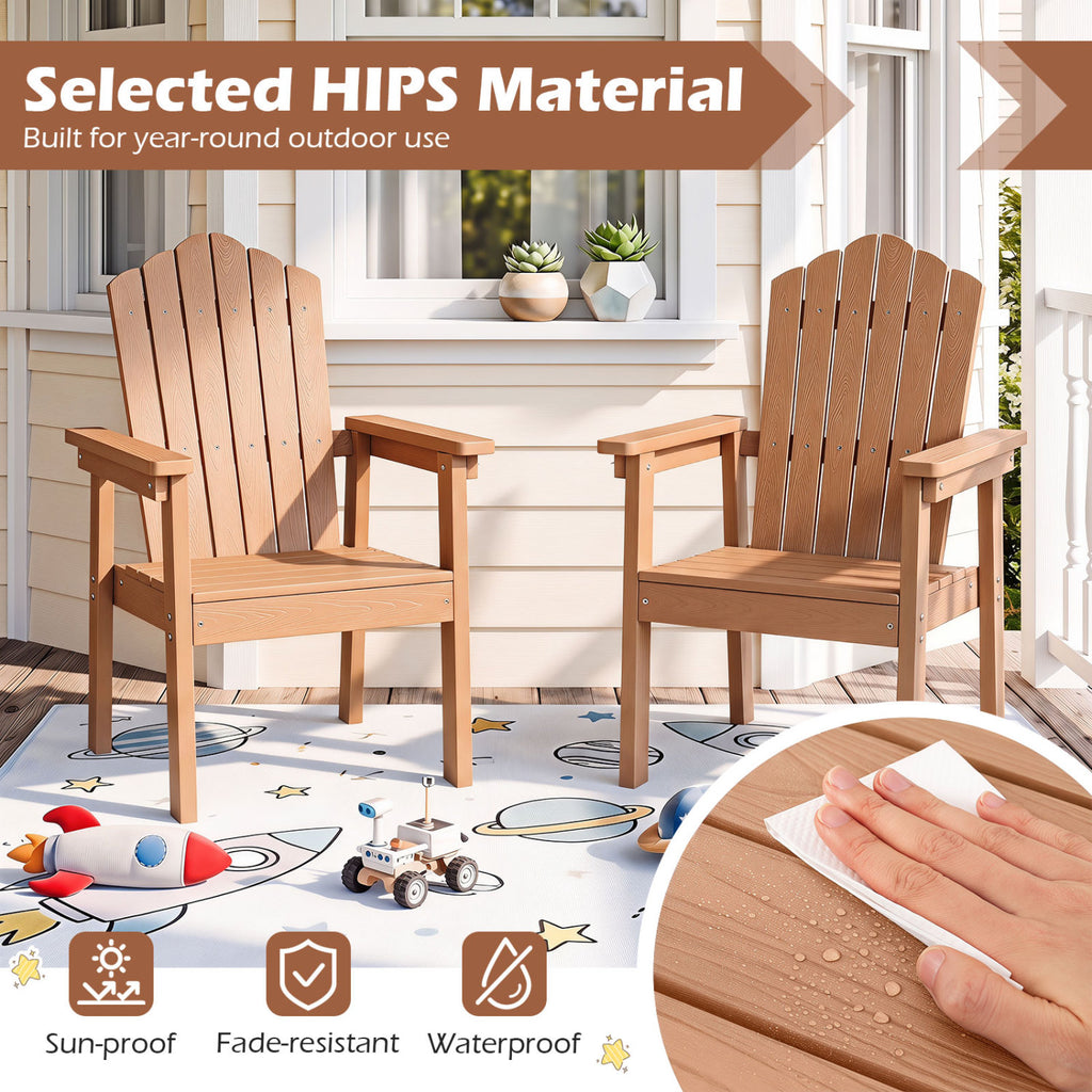 Outdoor Adirondack Chair with High Backrest and Wide Armrests for