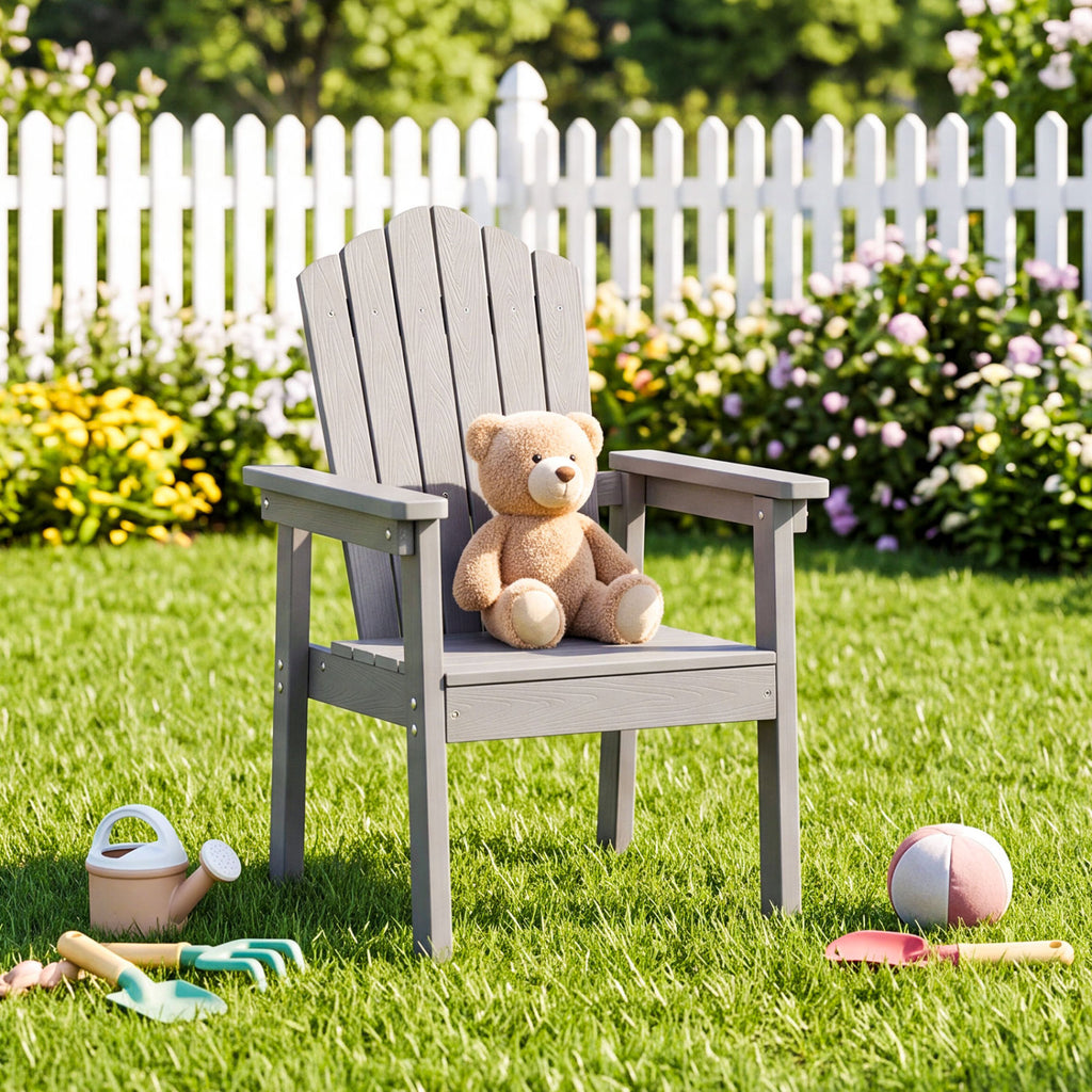 Outdoor Adirondack Chair with High Backrest and Wide Armrests for