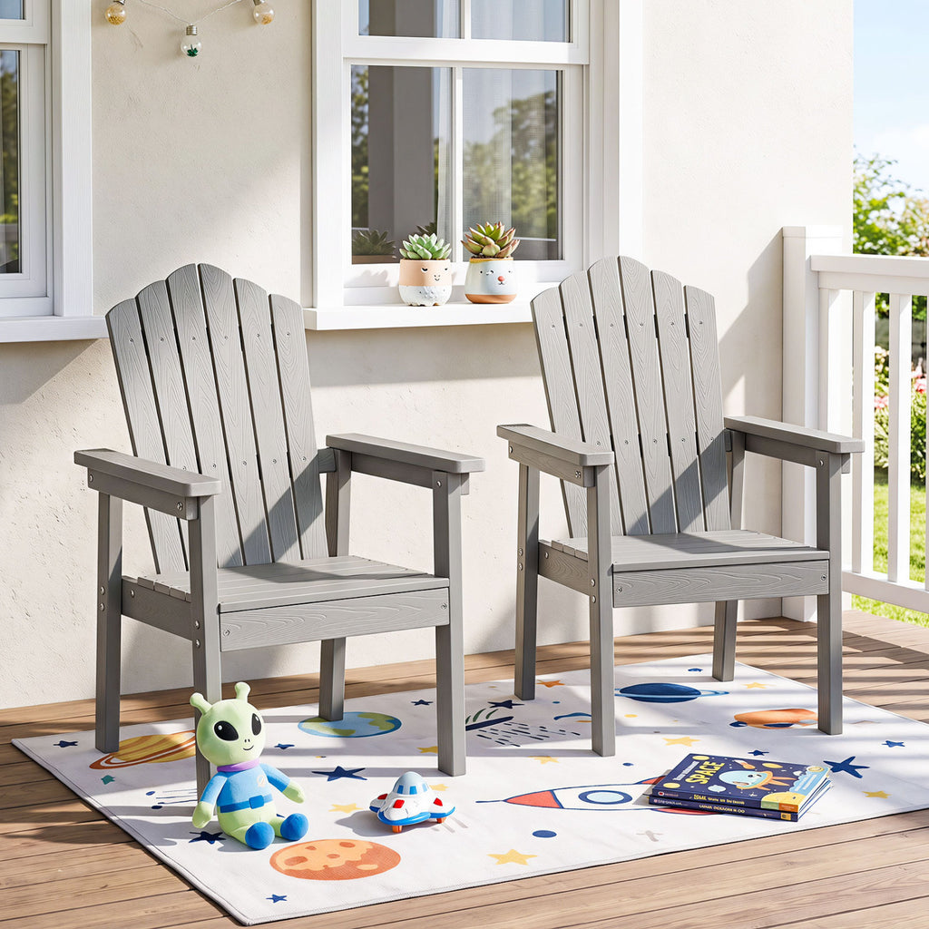 Outdoor Adirondack Chair with High Backrest and Wide Armrests for