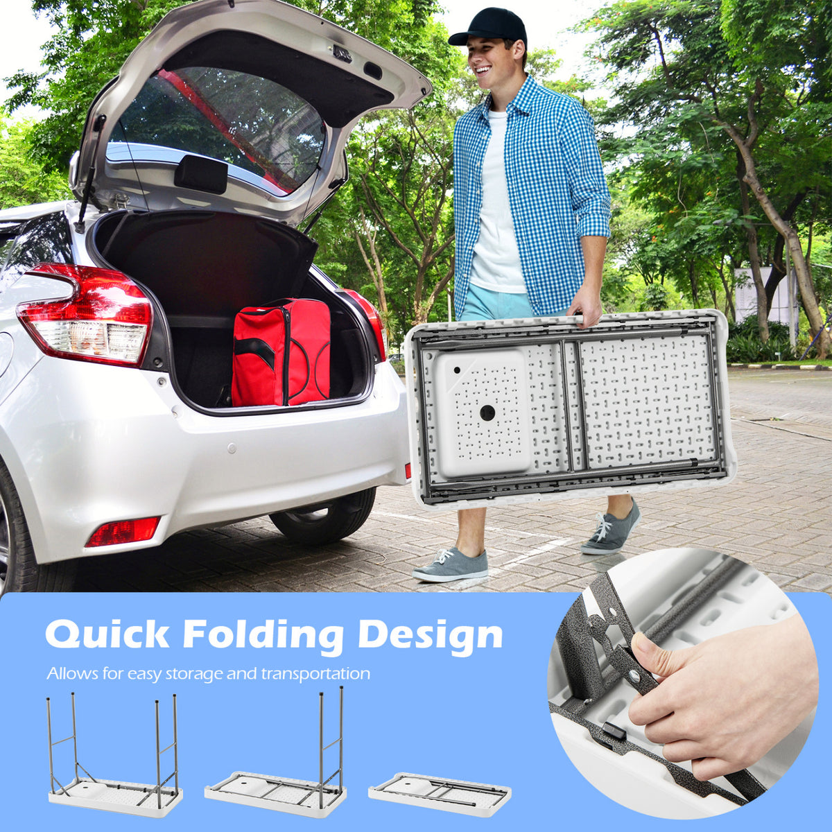 Folding Fish Cleaning Table with Rotatable Faucet & Drainage Hose for